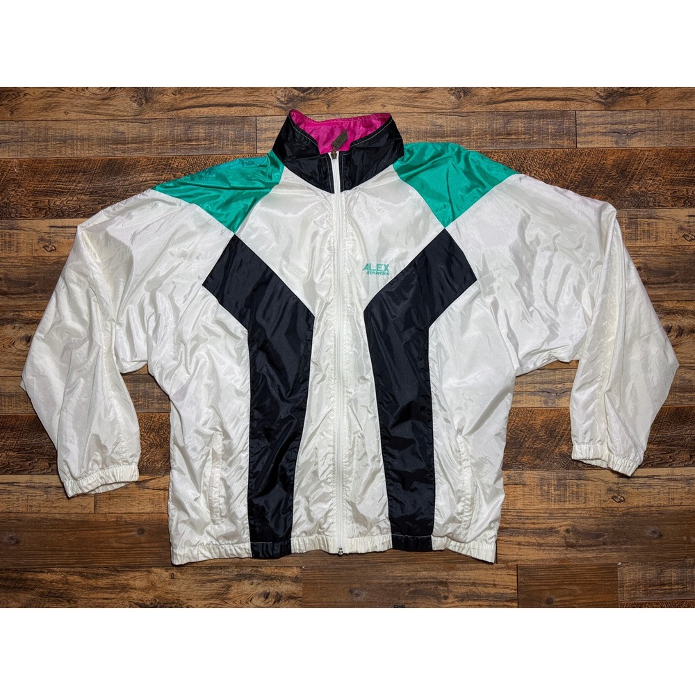 Sz Large Vintage‎ 80s Alex! Colorblock Track Jacket Windbreaker Full Zip L